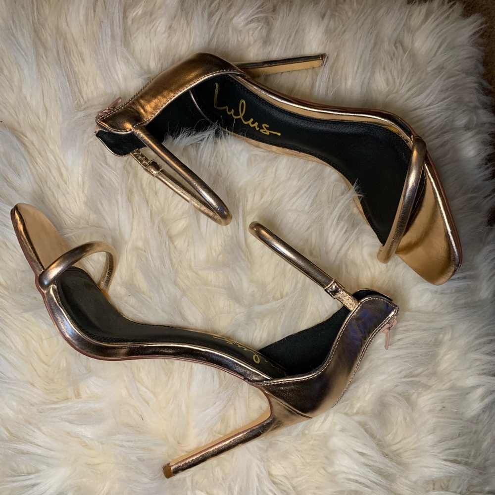 Lulu’s Rose Gold Strappy Sandal Stiletto
